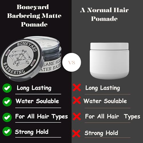 Boneyard Barbering Matte Hair Pomade for Men - 4 Oz, Strong Hold