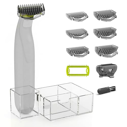 Guards Kit Plus for Philips Norelco OneBlade, 1-6mm Guide Combs, Replacement Body Comb, Protective Cap and Organizer Stand