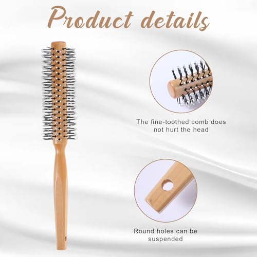Bamboo Round Hair Brush for Blow Drying - Gentle Nylon Bristles