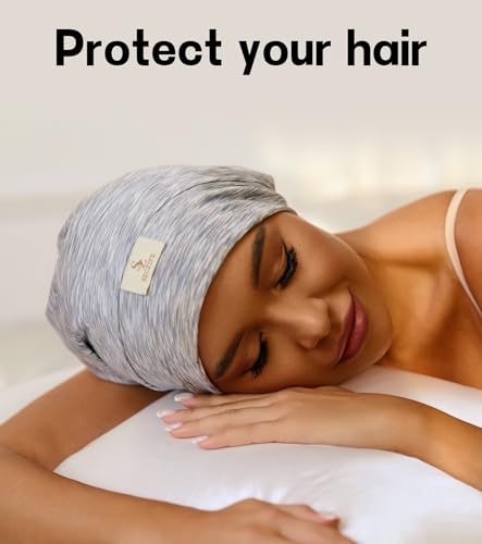 SECZIPE Gray 100% Mulberry Silk Bonnet for Curly Hair & Braids