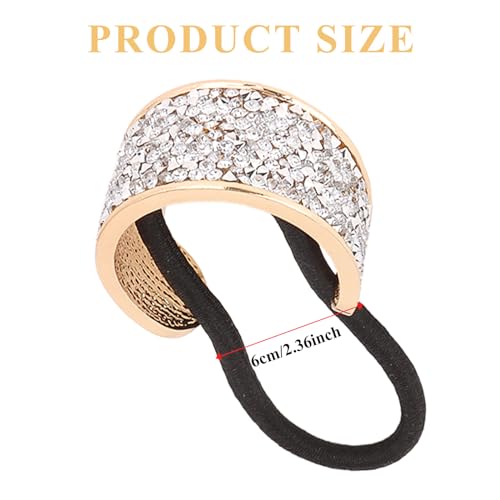 YISSION Silver Rhinestone Sparkly Hair Ties - 4 Pack Elegant Ponytail Holders