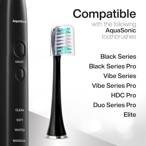 AquaSonic Replacement Brush Heads - 8 Pack Black, ADA Accepted