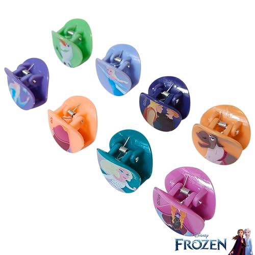 LUV HER Frozen Girl Butterfly Hair Clips Pack of 8 - Colorful Kids Hair Accessories for Ages 3+