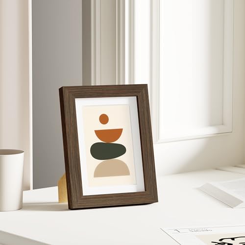 Vittanly 5x7 Solid Wood Picture Frame with Plexiglass - Brown