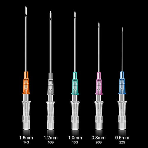 Prgislew 5-Piece Catheter Piercing Needles Set - 14G to 22G