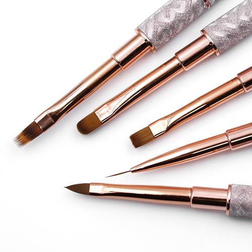 5-Piece Professional Nail Art Brush Set with Metal Handles
