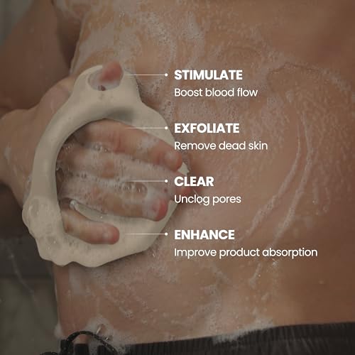 LINTACH White Sand Silicone Shower Body Scrubber - Exfoliating Loofah Alternative, Hygienic & Travel-Friendly