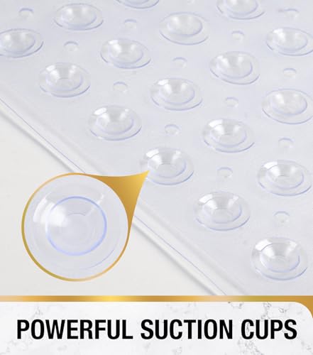 HITSLAM Non-Slip PVC Shower Mat - 24"x24", Clear with Drain Hole