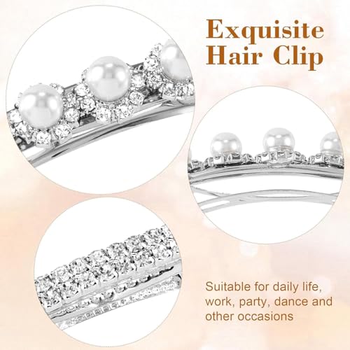 Fireach C-5 Rhinestone Hair Barrettes for Women Bridal Sparkly Hair Clips