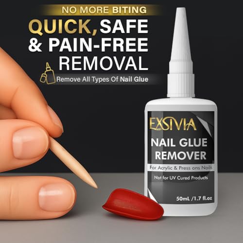 EXSIVIA Strong Nail Glue Kit - 10ml Adhesive & 50ml Remover