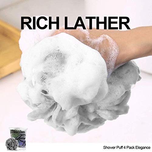 Loofah Sponge Set of 4 - Fast Dry Bath Scrubbers for Sensitive Skin