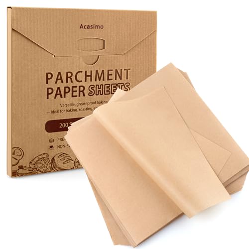 Acasimo Precut Parchment Paper Sheets 9x9in - 200PCS Non-Stick