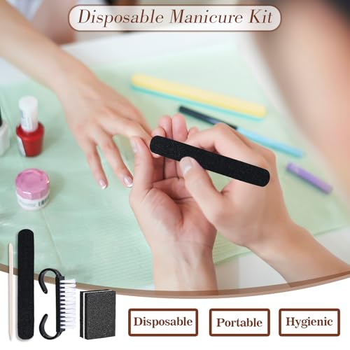 Uyolaxed 50 Sets Disposable Manicure Kit Black - Complete Nail Art Set for Salon & Home