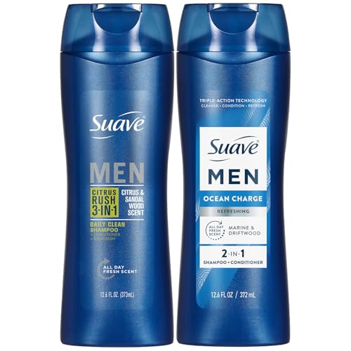 Suave Men's Citrus Rush 3-in-1 Body Wash & Ocean Charge Shampoo