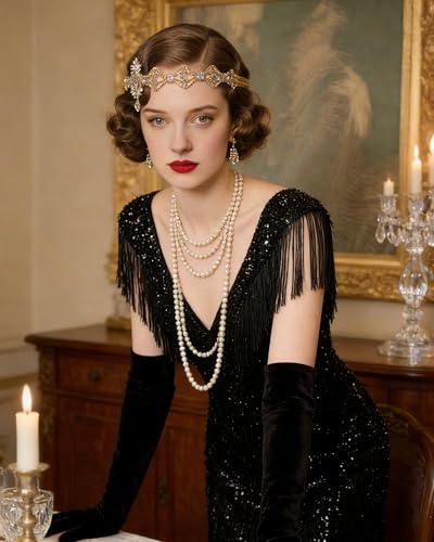 Gold 1920s Flapper Headband for Women Vintage Art Deco Hair Accessories
