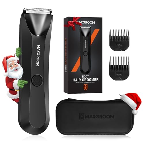 MAXGROOM Waterproof Body Hair Trimmer for Men with LED Light, Ceramic Blade, USB Rechargeable