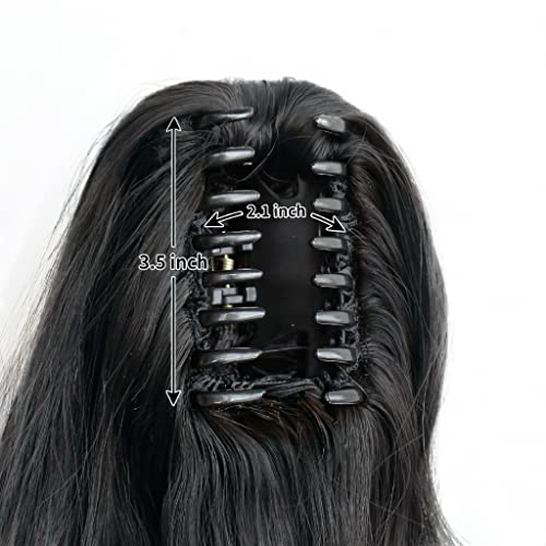 StrRid 20 Inch Black Wavy Claw Clip Ponytail Extension for Women