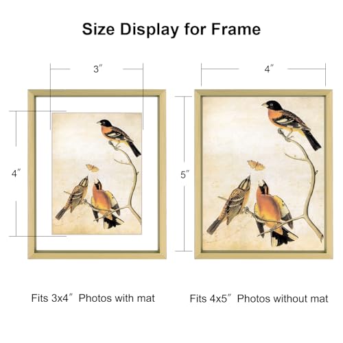 BKABOT 4x5 Brass Aluminum Photo Frame with HD Glass