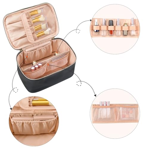 OCHEAL Large Capacity Travel Makeup Bag with Dividers & Handle