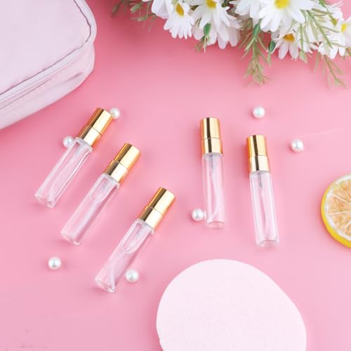 30 Pcs 5ml Glass Fine Mist Spray Bottles with Golden Lids for Travel