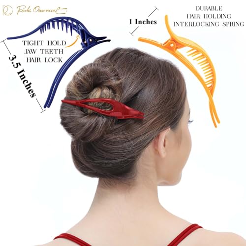 Classic 6 Pcs Flat Claw Clips for Women - No Slip, Medium Size