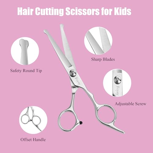 Fcysy 8pcs Kids Hair Cutting Scissors Thinning Shears Set with Safety Round Tips