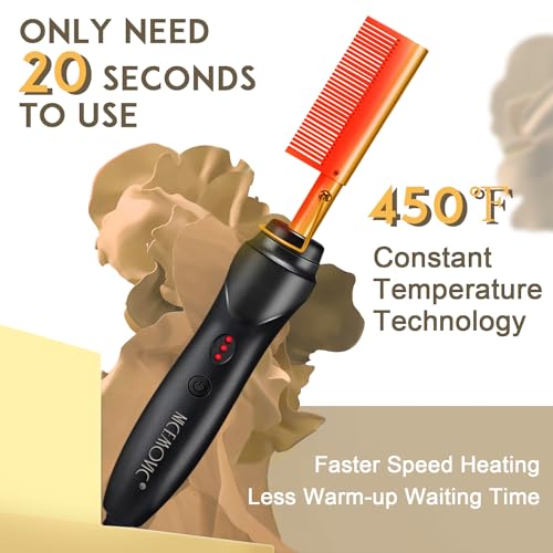NICEMOVIC Ceramic Heating Hair Straightener Comb - Hot Pressing Brush