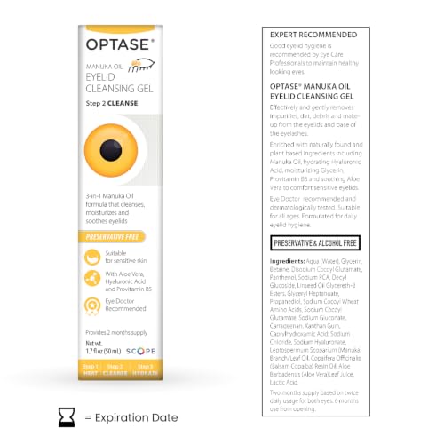 Optase Manuka Oil Eyelid Cleansing Gel 1.7oz - Gentle Foam for Sensitive Eyes