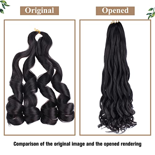 COOKOO 18 Inch Black French Curl Braiding Hair, 9 Packs