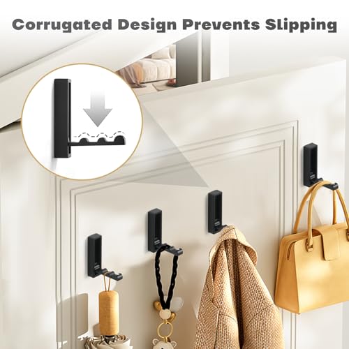 Heavy Duty Folding Wall Hooks - 2 Pack Matte Black Zinc Alloy