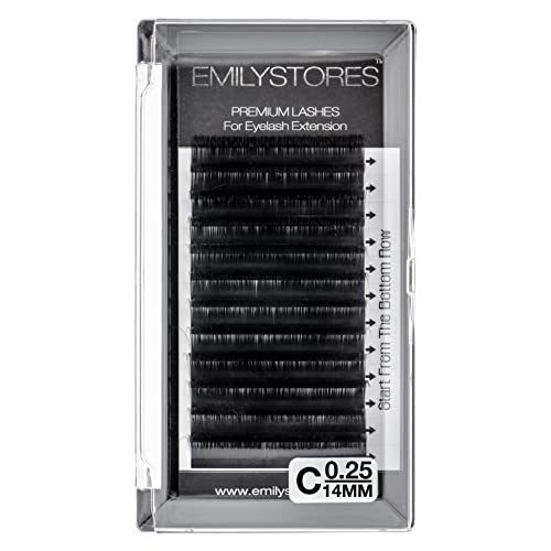 EMILYSTORES 0.25mm C Curl False Eyelash Extensions 14mm Natural Look