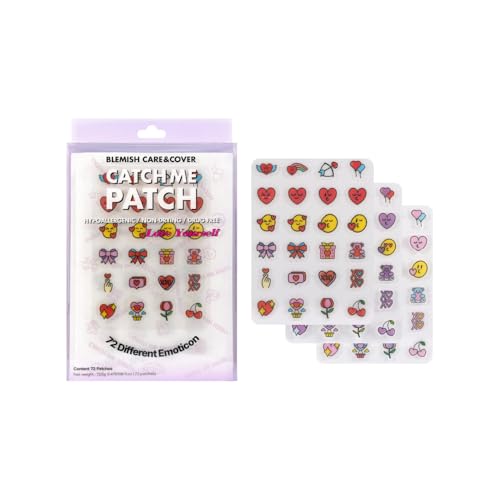 CATCH ME PATCH Emoticon Hydrocolloid Acne Spot Covers, 72 Count