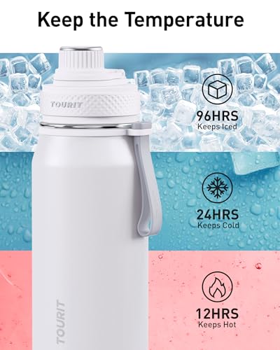 TOURIT 32oz Stainless Steel Insulated Water Bottle with Spout Lid
