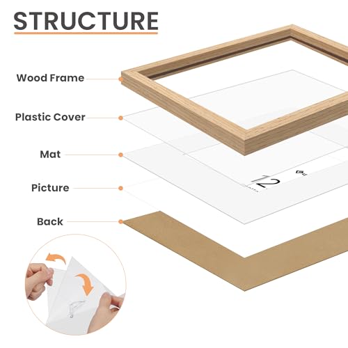 Upsimples 12x12 Natural Solid Wood Picture Frame for Nursery Decor