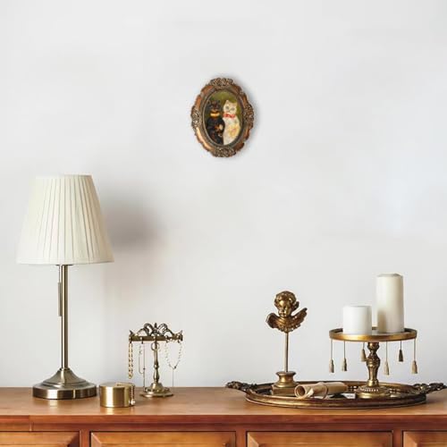 VINLIFE Vintage Oval Mini Picture Frame 2.5x3.5 - Bronze Floral Design