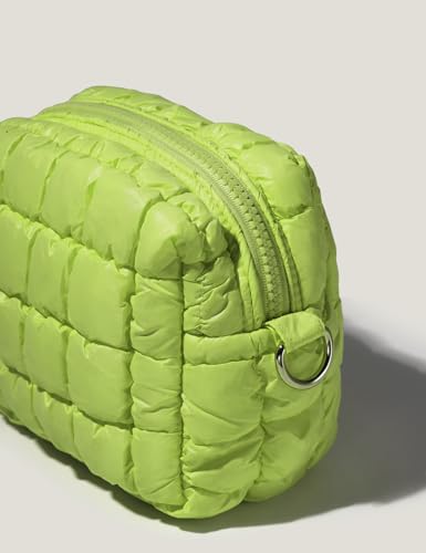 Yarnic Apple Green Quilted Makeup Bag - Compact Cosmetic Organizer