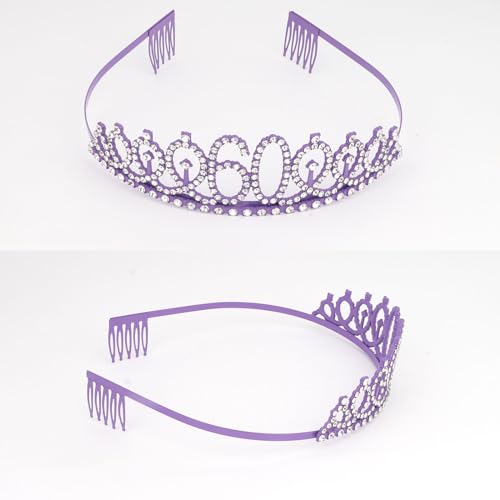 Semato Purple 60th Birthday Tiara and Sash Kit - Purple Crown & Glitter Gold Sash for Women