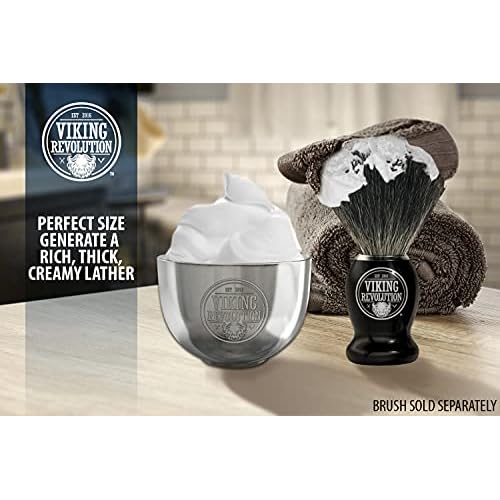 Viking Revolution Stainless Steel Shaving Soap Bowl- Shaving Mug for Shave Cream & Soap- Double Layer, Unbreakable Shaving Cup for Wet Shave 3.2" x 2.2"