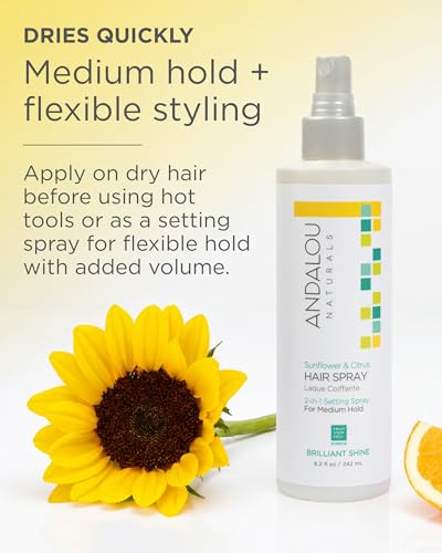 Andalou Naturals Brilliant Shine Hair Spray - Sunflower & Citrus, 8.2 fl oz