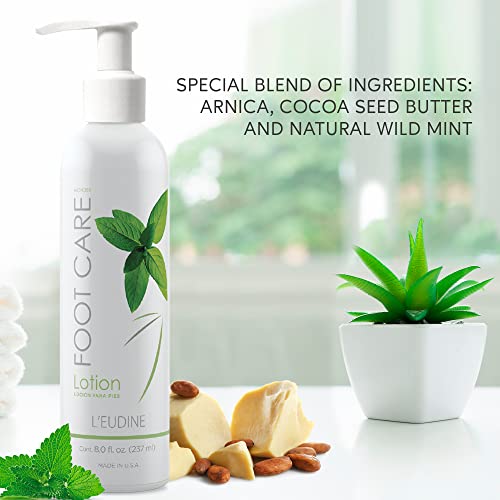 L'eudine Foot Lotion - Pack of 1, Moisturizing Foot Care Cream with Arnica & Cocoa Butter, 8 fl oz