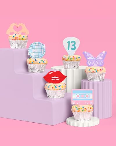 24 Pack Iridescent Cake Toppers for Bachelorette & Birthday Parties