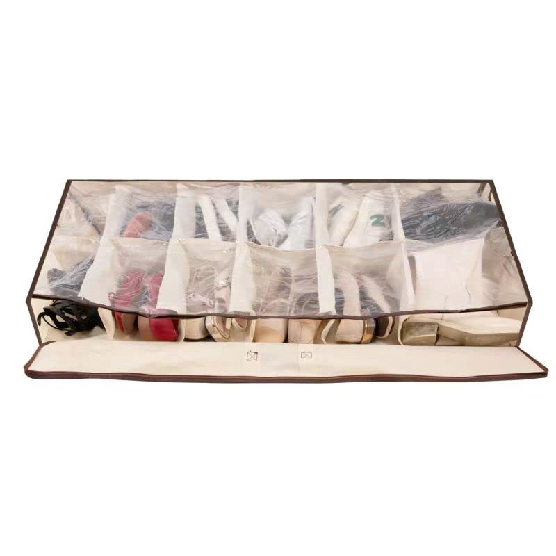 Underbed Shoe Storage Organizer - 12-Cell See-Through Bag