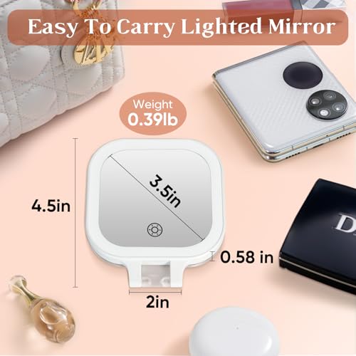 FASCINATE 3.5" White Rechargeable Travel Makeup Mirror - 30X Magnification