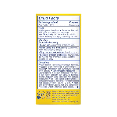 Mustela Baby Mineral Sunscreen Stick SPF 50 Broad Spectrum 0.6 oz - Fragrance-Free, Water-Resistant, Organic Ingredients