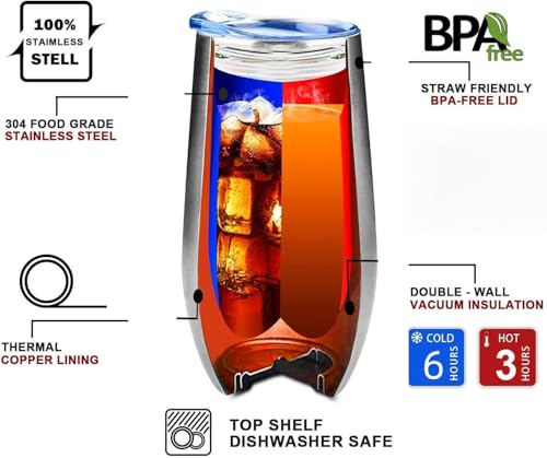 6 oz Stainless Steel Insulated Champagne Tumbler with Lid