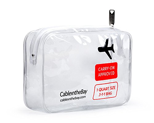 Cableinthebay 1 Pack TSA Approved Clear Travel Toiletry Bag - 3-1-1 Compliant, Waterproof Cosmetic Organizer for Men & Women