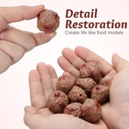 Realistic Artificial Beef Meatballs - 8 PVC Props for Decor & Photography