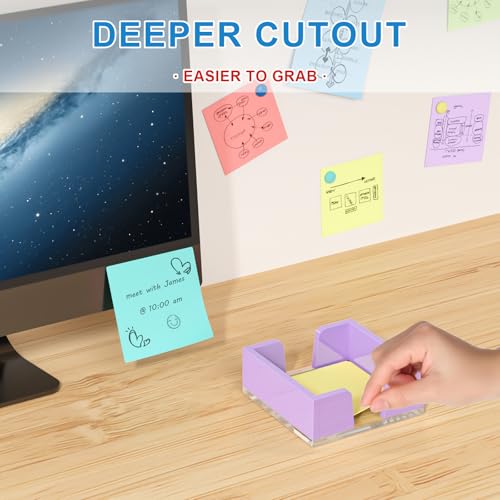 WINFFOR Acrylic Sticky Note Holder Dispenser - 3x3 in Desk Organizer