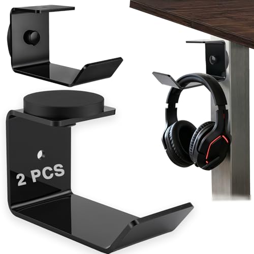 Magnetic Headphone Holder - 2 Pack Acrylic Desk Mount for Gaming Headsets