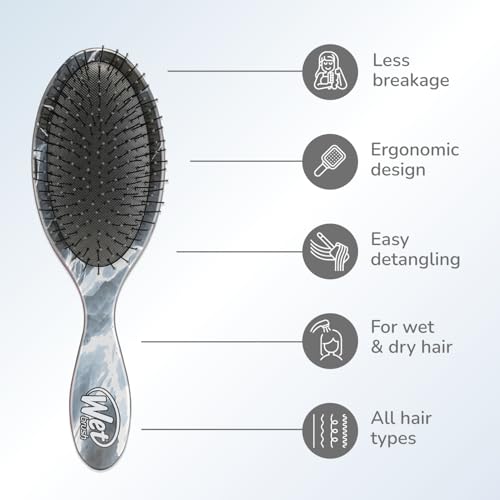 Wet Brush Original Detangler Brush - Metallic Marble, Onyx - All Hair Types - Ultra-Soft IntelliFlex Bristles Glide Through Tangles with Ease - Pain-Free Comb for Men, Women, Boys and Girls